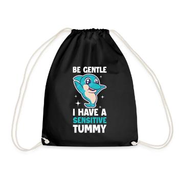 I Have A Sensitive Tummy Dolphin Gift - Drawstring Bag - black - Front