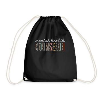 Mental Health Counselor Leopard Print Funny Gift - Drawstring Bag - black - Front
