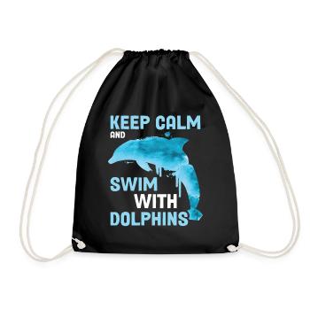 Restez calme et nagez avec les dauphins Dauphin Cadeau - Sac de sport léger - noir - Devant