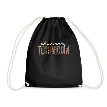 Pharmacy Technician Leopard Print Funny Gift - Drawstring Bag - black - Front