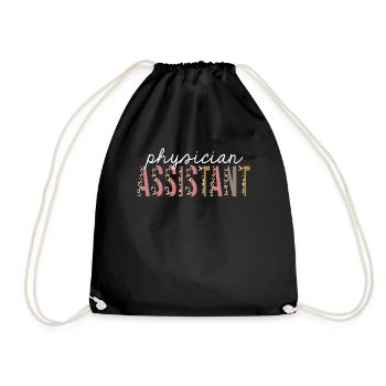 Physician Assistant Leopard Print Funny Gift - Drawstring Bag - black - Front