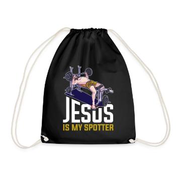 Jesus Is My Spotter Jesus Geschenk - Turnbeutel - Schwarz - Vorne
