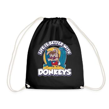 Life Is Better With Donkeys Esel Geschenk - Turnbeutel - Schwarz - Vorne