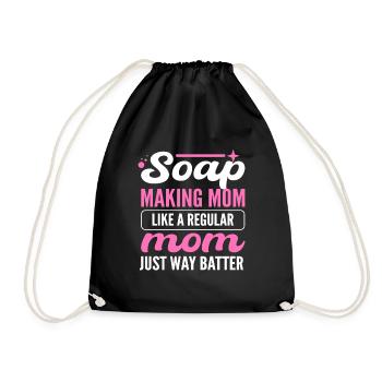 Soap Making Mom Like A Regular Mom Just Way Batter - Drawstring Bag - black - Front