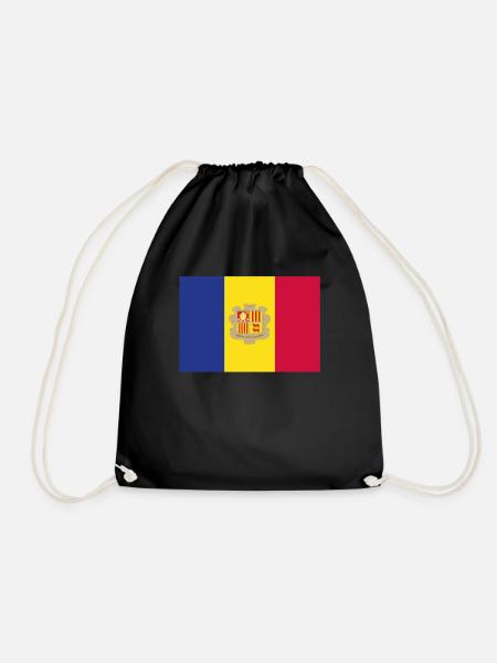 Official Andorra Flag Andorran Country Pride - Drawstring Bag - black