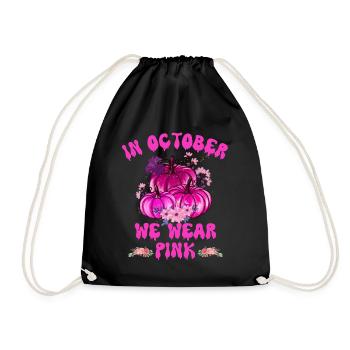 Im Oktober tragen wir rosa Halloween, Brustkrebs - Turnbeutel - Schwarz - Vorne