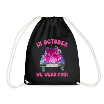 In October We Wear Pink Halloween , Breast Cancer - Drawstring Bag - black - Front