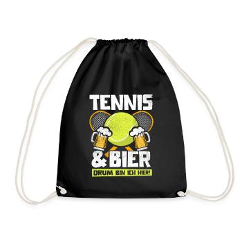 TENNIS UND BIER DRUM BIN ICH HIER TENNISSPIELER - Turnbeutel - Schwarz - Vorne
