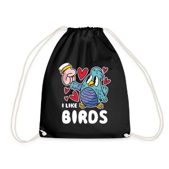 I Like Birds Bird Gift - Drawstring Bag - black - Front