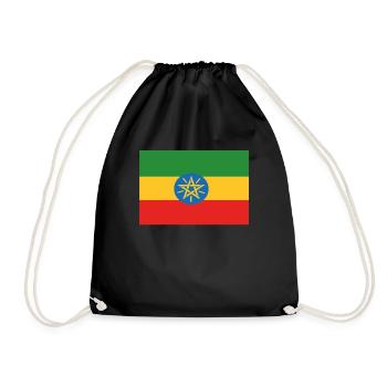 Official Ethiopia Flag Ethiopian Country Pride - Drawstring Bag - black - Front
