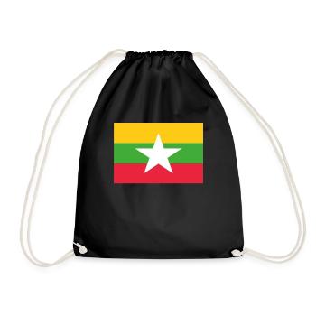 Official Myanmar Flag Burma Burman Country Pride - Drawstring Bag - black - Front
