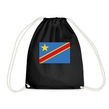 Offizielle Flagge der Demokratischen Republik Kongo - Turnbeutel - Schwarz - Vorne