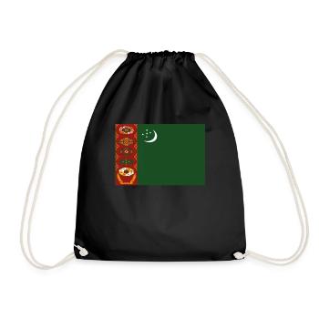 Official Turkmenistan Flag Turkmen Turkoman - Drawstring Bag - black - Front