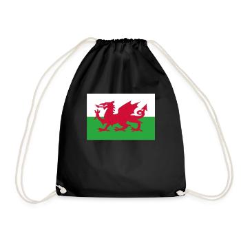 Official Wales Flag Welsh Country Pride - Drawstring Bag - black - Front