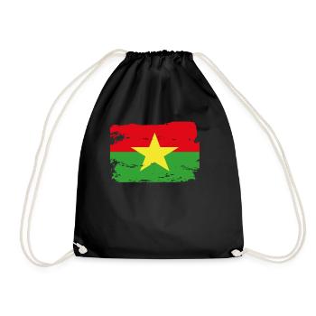 Official Burkina Flag Burkinese Country Pride - Drawstring Bag - black - Front