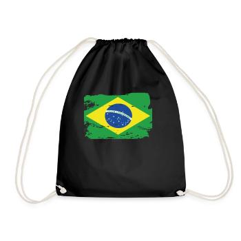 Official Brazil Flag Brazilian Country Pride - Drawstring Bag - black - Front