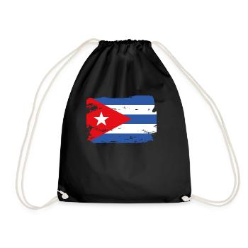 Official Cuba Flag Cuban Country Pride Vintage - Drawstring Bag - black - Front