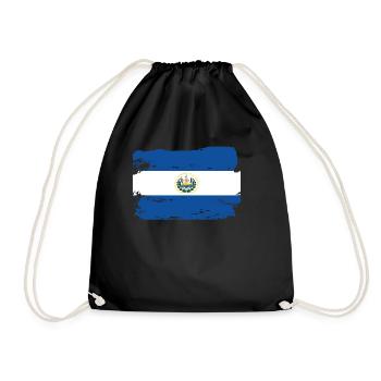 Official El Salvador Flag Salvadorean Country - Drawstring Bag - black - Front