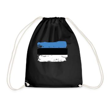Official Estonia Flag Estonian Country Pride - Drawstring Bag - black - Front