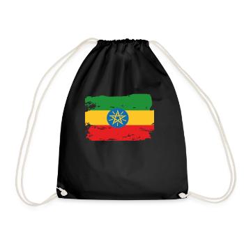 Official Ethiopia Flag Ethiopian Country Pride - Drawstring Bag - black - Front