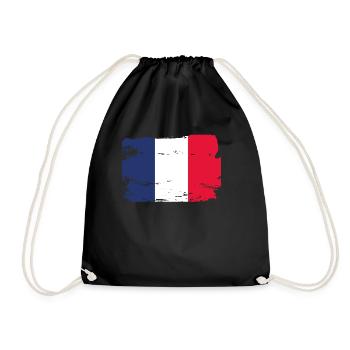 Official France Flag French Country Pride Vintage - Drawstring Bag - black - Front