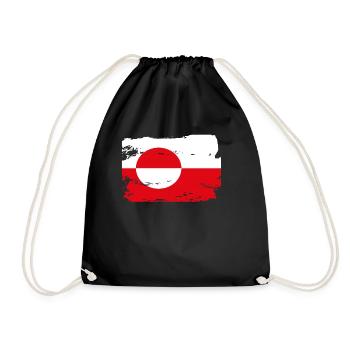 Official Greenland Flag Greenlanders Country - Drawstring Bag - black - Front