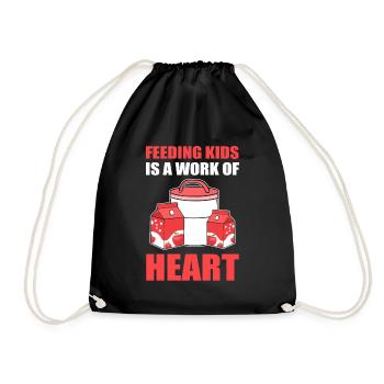 Feeding Kids Is A Work Of Heart Cafeteria Worker - Drawstring Bag - black - Front