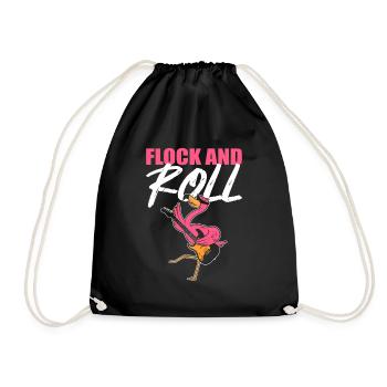 Flock n Roll Flamingo Rock and Roll - Turnbeutel - Schwarz - Vorne