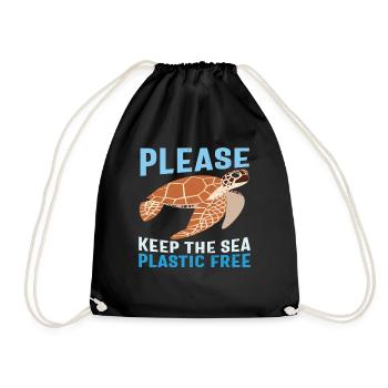 S’il vous plaît garder la protection de la mer sans plastique de mer - Sac de sport léger - noir - Devant