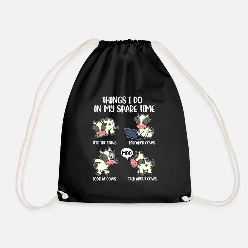 Things I Do In My Spare Time Cow Kuh Geschenk - Turnbeutel - Schwarz