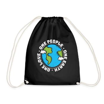 One People One Earth One Love Earth Love Quotes - Drawstring Bag - black - Front