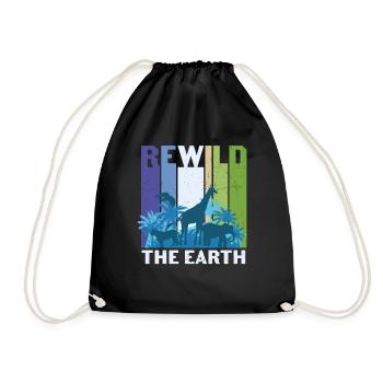 Rewild The Earth Wildlife Zitate - Turnbeutel - Schwarz - Vorne
