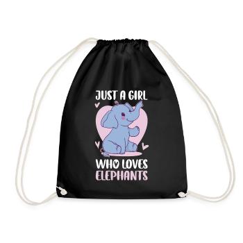 Just A Girl Who Loves Elephants Elefant Geschenk - Turnbeutel - Schwarz - Vorne