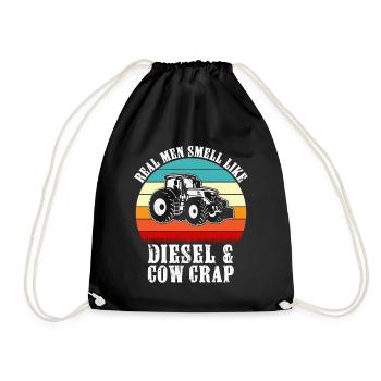 Real men smell like diesel and cow crap, funny - Drawstring Bag - black - Front