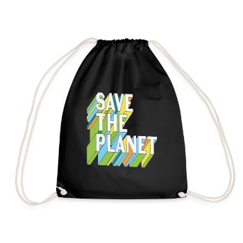 Save The Planet Earth Day Retro - Drawstring Bag - black - Front
