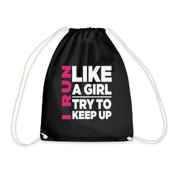 I Run Like A Girl Funny Motivational - Drawstring Bag - black - Front