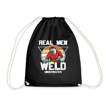 Real Men Weld Underwater - Drawstring Bag - black - Front