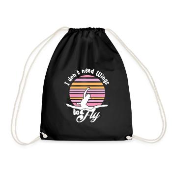I Don't Need Wings To Fly - Tumble Funny Gymnast - Drawstring Bag - black - Front