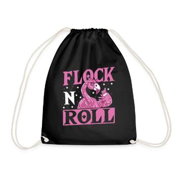 Flock n Roll Flamingo Rock and Roll - Turnbeutel - Schwarz - Vorne