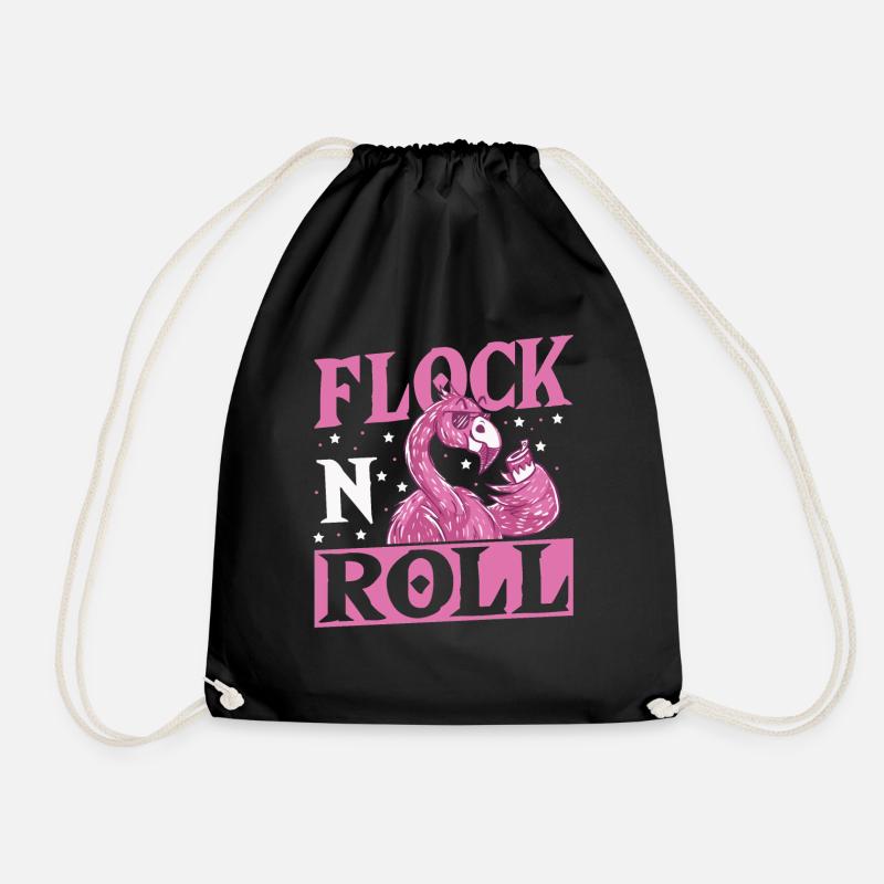 Flock n Roll Flamingo Rock and Roll - Turnbeutel - Schwarz