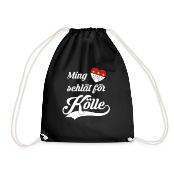 Ming Hätz schlät för Kölle - Herz Wappen - Turnbeutel - Schwarz - Vorne