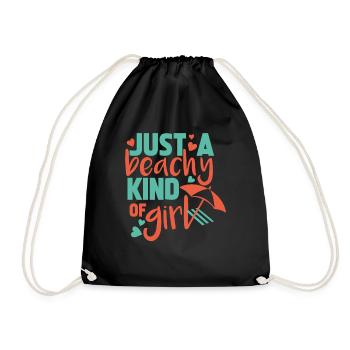 Just A Beachy Kind Of Girl Beach Quotes - Drawstring Bag - black - Front