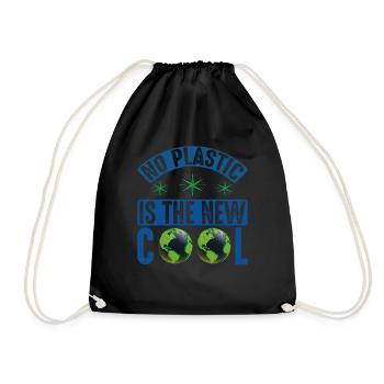 No Plastic Is The Cool Sea Protection Support - Drawstring Bag - black - Front