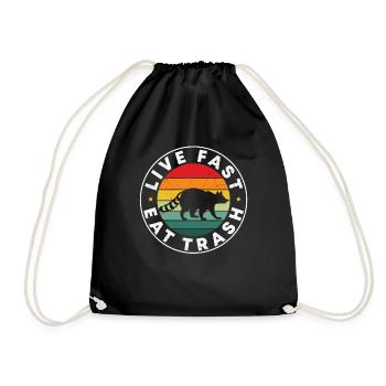 Live Eat Fast Trash Funny Camping Citations - Sac de sport léger - noir - Devant