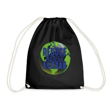Reduzieren Sie die Wiederverwendung von Craft Earth Protection Support - Turnbeutel - Schwarz - Vorne