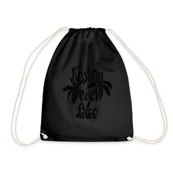 Resting Beach Face Beach Quotes - Drawstring Bag - black - Front