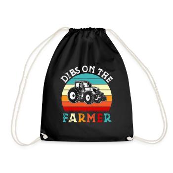 Retro Groovy Dibs On The Farmer, farmers wife - Drawstring Bag - black - Front