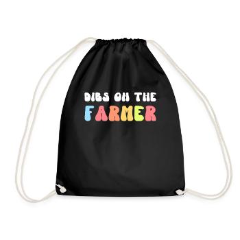 Retro Groovy Dibs On The Farmer, farmers wife - Drawstring Bag - black - Front