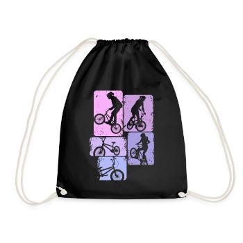BMX Mädchen Bike Stunt Kinder - Turnbeutel - Schwarz - Vorne