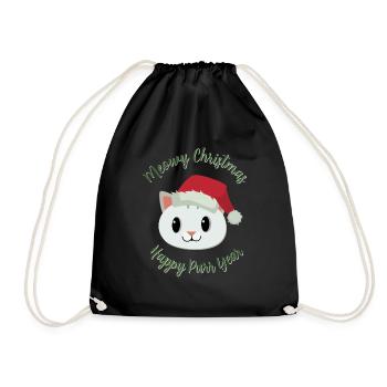 Meowy Christmas - Bonne année de ronronnement - Sac de sport léger - noir - Devant